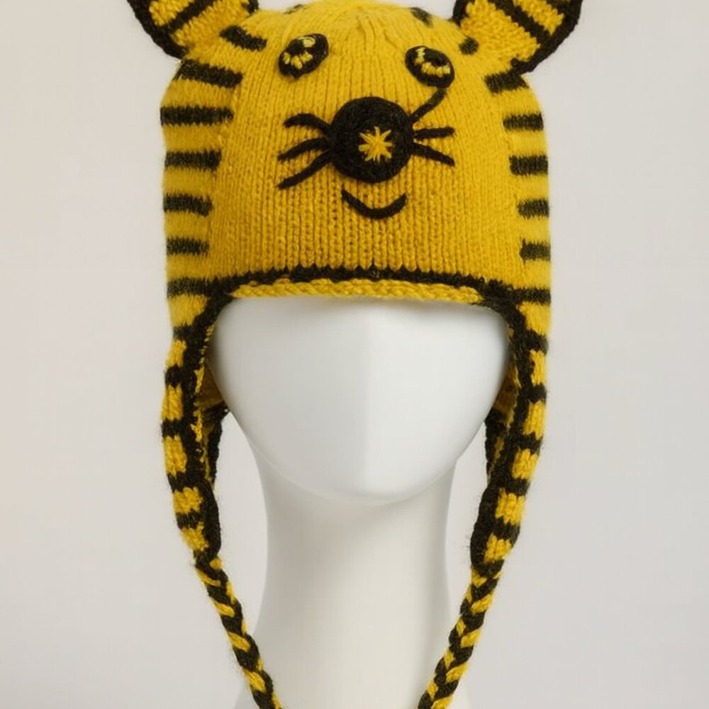 CAP or chuyo yellow tiger with stripes alpaca yarn, men women or child NEW NEW